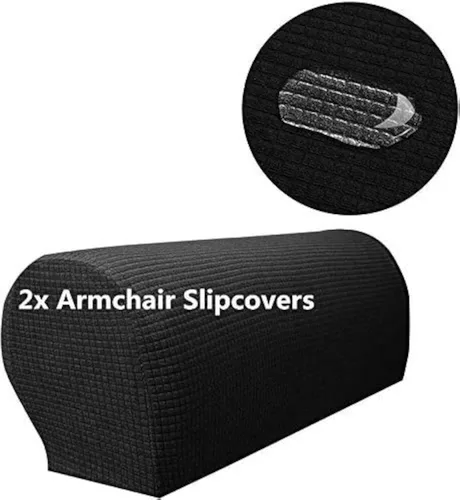 Miniatura 4 de BADASS SHARKS Protectores de reposabrazos de sofá para sillones, sofás, sillón antideslizante, juego de 2 fundas de vellón de primera calidad, Gris