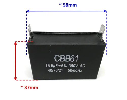 Miniatura 2 de ITACO Condensador del condensador del motor del generador 13uF 13.5uF 14uf CBB61 13.5 uF 13uF 50 60 Hz 350V AC UL AVR