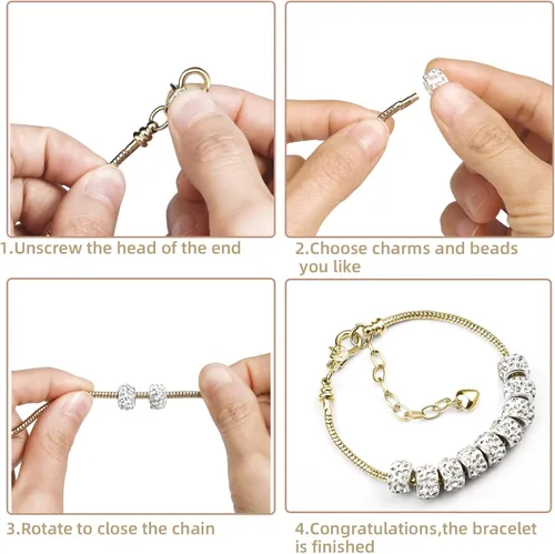 Miniatura 4 de 10 Piezas Cadenas de Pulsera con Dije de Cadena de Serpiente de 7.87 Pulgadas con Ayudante de Pulsera Pulsera de Serpiente Ajustable con Dije