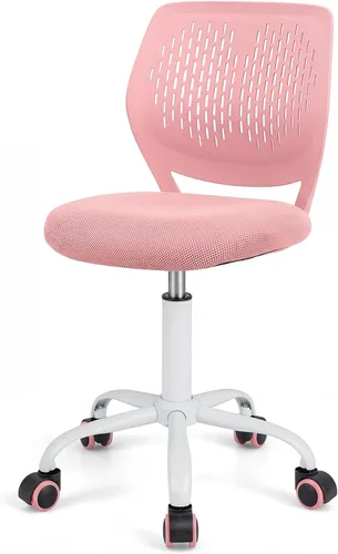 Miniatura 13 de HONEY JOY Silla de escritorio para niños, silla de estudio para niños con altura ajustable, respaldo bajo, silla giratoria de malla rodante, silla