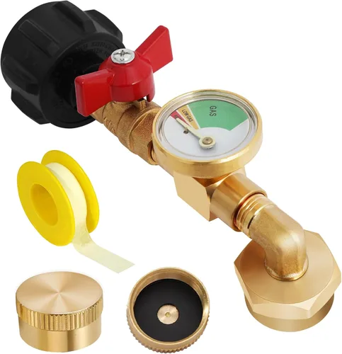 Adaptador de repuesto de propano para tanques de 1 libra, adaptador de propano de 20 libras a 1 libra convertidor con válvula de encendido/apagado y