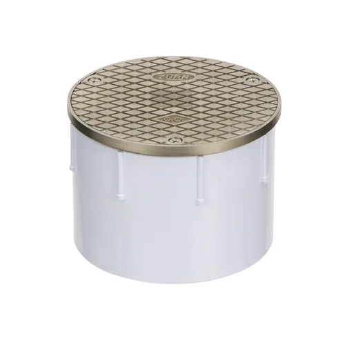 Zurn CO2450-PV4 Drenaje de piso ajustable con limpieza, parte superior de níquel, PVC de 4", latón