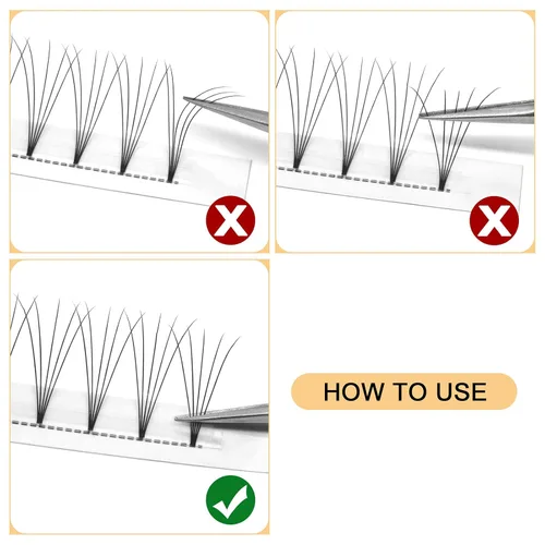 Miniatura 4 de QUEWEL Extensiones de Pestañas Prehechas en Forma de Abanico, Extensiones de Pestañas Prehechas 5D de 0.07mm de Grosor, Rizado C, Volumen
