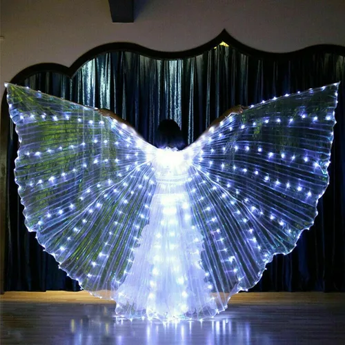 CALIDAKA Alas LED Isis alas LED de danza del vientre alas LED de Isis alas de mariposa LED alas de ángel brillantes LED con palo telescópico para