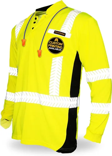 KwikSafety - Charlotte, NC - Camisas de seguridad de manga larga premium [cuello redondo, botón y cuello con cremallera] Clase 3 ANSI probado OSHA