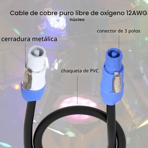Miniatura 7 de Cable de alimentación PowerCon de 3 pines, entrada a salida, cable de extensión de alimentación de 12 AWG, se adapta a luz de escenario, haz