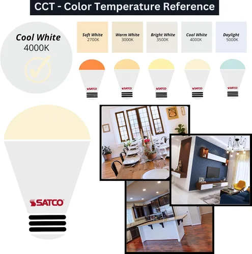 Miniatura 4 de Satco Bombilla reflectora LED BR30 de 9.5 W, 4000 K, blanco frío, 750 lúmenes, 120 voltios, regulable (paquete de 6)