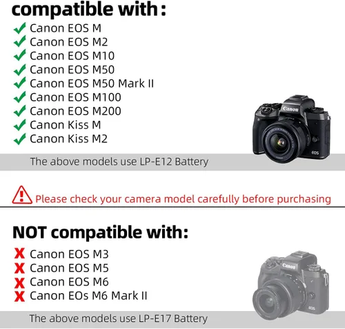 Miniatura 3 de Glorich ACK-E12 Adaptador de corriente de CA DR-E12 Acoplador DC LP-E12 LPE12 Kit de batería ficticia para cámaras digitales sin espejo Canon EOS