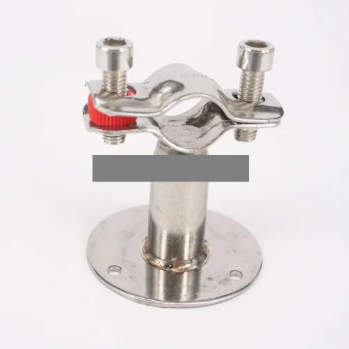 Miniatura 2 de 45mm 304 Stainless Steel Pipe Clamp Clip Support Bracket with Base Plate Pole Length 100mm