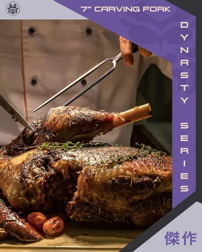 Miniatura 9 de KESSAKU Juego de cuchillo de trinchar de 12 pulgadas y tenedor de carne de 7 pulgadas, serie Dynasty - ThyssenKrupp forjado alemán HC acero Granton
