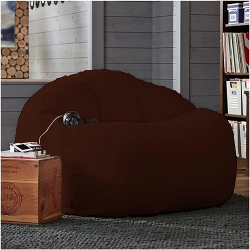 Miniatura 14 de Puf, sin relleno, muebles de sala de estar, grandes, redondos, suaves y esponjosos (solo incluye una funda, no un puf completo), de piel sintética
