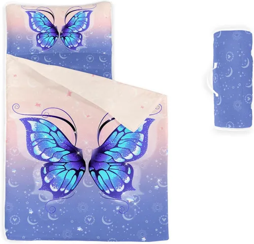 Miniatura 20 de Tapete para siesta espacial – Saco de dormir de galaxia espacial con almohada extraíble – Juego de ropa de cama para guardería y fiestas de pijamas