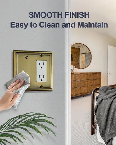 Miniatura 4 de Placas decorativas de pared de metal, cubiertas de salida de platos de interruptor (latón antiguo/1 decorador/1 espacio en blanco, 1 paquete)