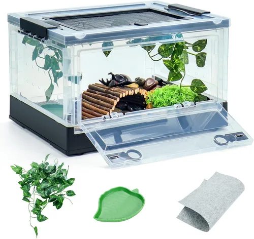Miniatura 7 de Terrarios de reptiles plegables grandes, tanques de serpiente y recintos para dragones barbudos, iguanas, lagartos, geckos con cresta, vistas Negro