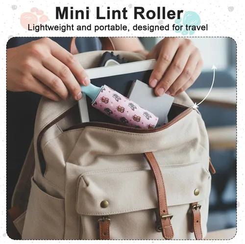 Miniatura 7 de 12 unidades de mini rodillo de pelusa de 360 hojas para pelo de mascotas, extra pegajoso, tamaño de viaje, removedor de pelo de mascotas, rodillo