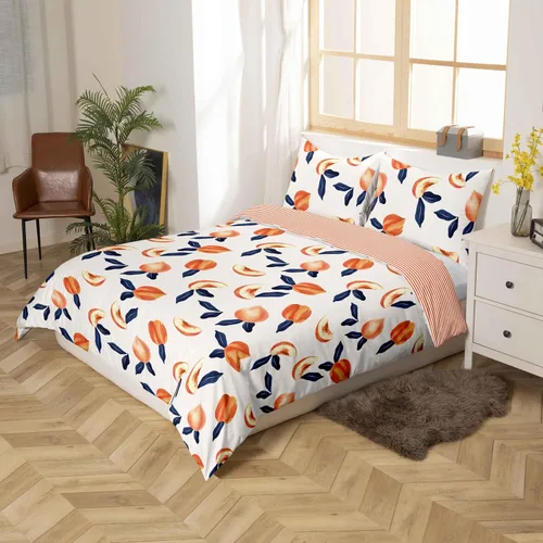 Miniatura 2 de Feelyou - Juego de funda de edredón con 2 fundas de almohada, de microfibra suave de poliéster, diseño de frutas de caricatura, individual y queen
