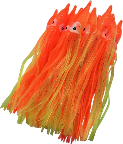 Miniatura 9 de Hoochie - Faldas de pulpo, señuelos de pesca con aparejos de pesca de plástico suave, faldas de calamar luminosas, señuelos de agua salada/cebo, 1.9