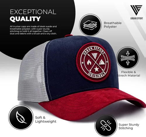 Miniatura 15 de Urban Effort Gorra trasera de malla, para hombres y mujeres, gorra de béisbol de 5 paneles, gran cierre a presión para caza y senderismo