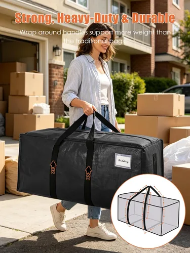 Miniatura 2 de SWEET DOLPHIN Paquete de 8 bolsas de mudanza resistentes de 200 libras con asas envolventes, bolsas de almacenamiento extra grandes para ahorrar