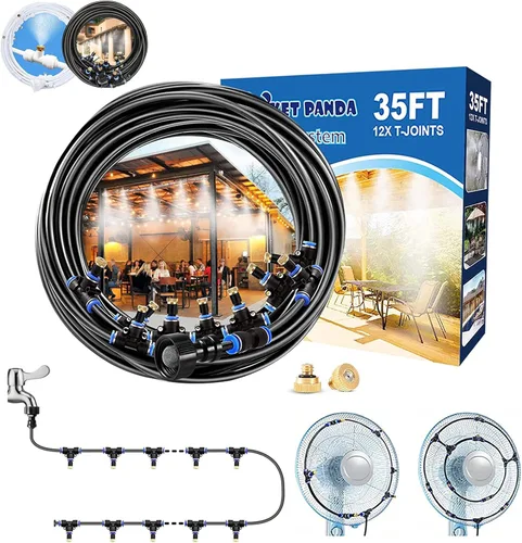 Misters para patio exterior, sistema de enfriamiento de nebulización de agua al aire libre, 35 pies | 32.8 ft. Kit de niebla de patio trasero para