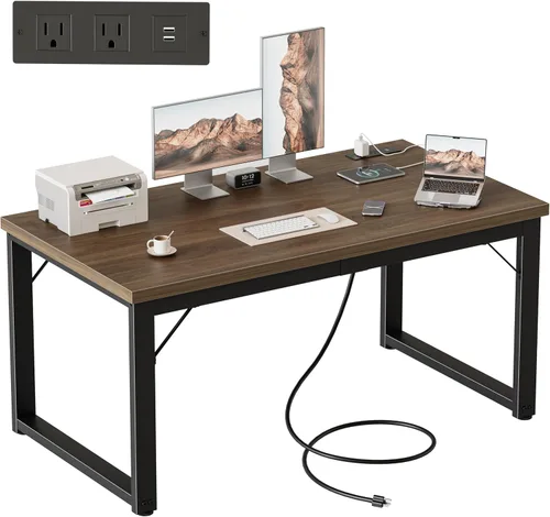 Miniatura 46 de Mericonia Escritorio para computadora de 40 pulgadas, escritorio ejecutivo moderno y grueso, mesa de escritura simple resistente para el hogar, roble