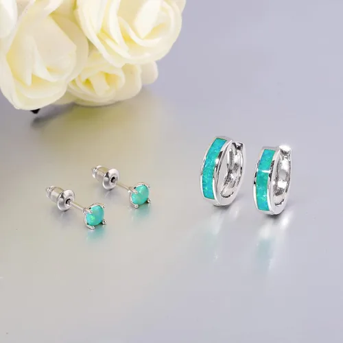 Miniatura 260 de CiNily Aretes Huggie de ópalo con bisagras, chapados en oro, hipoalergénicos, pequeños aretes de aro para mujeres, adolescentes, niñas, hombres