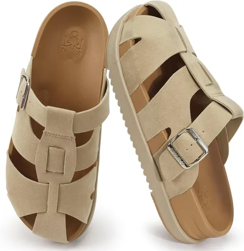 Miniatura 8 de KuaiLu Sandalias tipo zueco para mujer con soporte de arco cómodo, plataforma elegante, cojín de espuma viscoelástica, sandalias elegantes