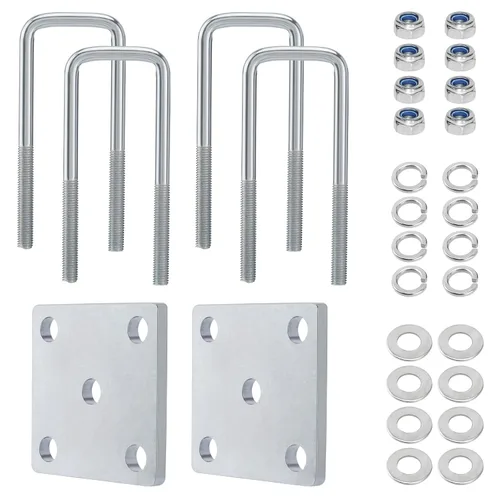 Miniatura 13 de Kit de pernos en U Racewill para eje de remolque de barco con muelles de hojas, pernos en U de 2 pulgadas de ancho, para eje 2x2 - 4 3/4" de largo