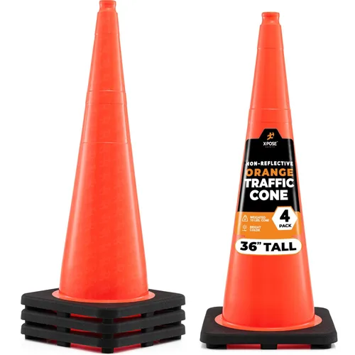 Miniatura 72 de Xpose Safety Cono de tráfico verde lima de 28 pulgadas, paquete de 4, cono de seguridad de PVC de alta calidad para estacionamiento, precaución