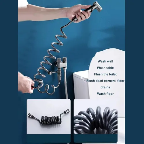 Miniatura 8 de Pulverizador de bidé de mano para inodoro, accesorio de rociador de acero inoxidable para lavado femenino y doble interruptor, accesorio de bidé