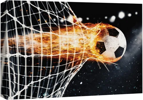 Miniatura 24 de .Wall26, lienzo de pared con pintura de pelota de tenis sobre piso de cancha. Balón de fútbol