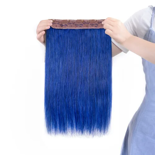 Miniatura 18 de Winsky Extensiones de cabello de cabello humano real - Una pieza con reflejos rubios, extensiones de cabello Remy con clip para mujeres