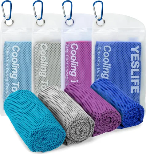 Miniatura 19 de YESLIFE Paquete de 4 toallas refrescantes de 40 x 12 pulgadas, toallas de gimnasio para hombres y mujeres, toallas de entrenamiento suaves y Azul