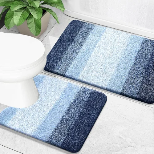 Miniatura 13 de OLANLY Juego de 2 alfombras de baño de microfibra suave y absorbente, antideslizantes, se pueden lavar y secar a máquina, alfombras de baño peludas