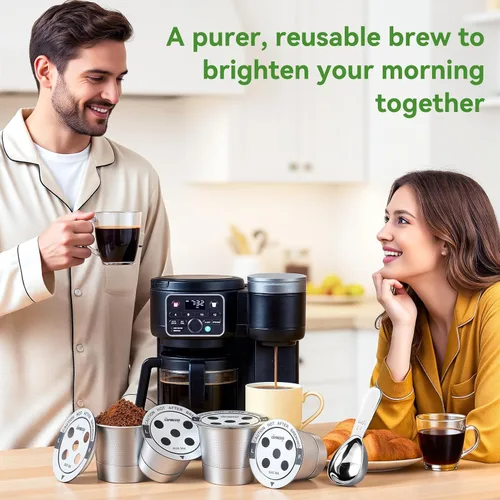 Miniatura 8 de CAPMESSO Tazas K reutilizables para Keurig: cápsulas de café de acero inoxidable actualizadas 2026 con 5 agujeros para Keurig K Supreme, K Slim, K