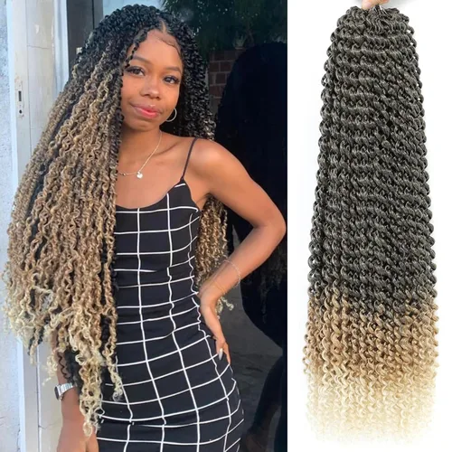 Miniatura 30 de Cabello Passion Twist de 24 pulgadas, 8 paquetes de cabello Passion Twist de ganchillo para mujeres, cabello trenzado Passion Twists largo bohemio