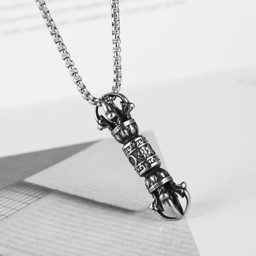 Miniatura 4 de Collar budista con colgante Vajra de acero inoxidable, amuleto tibetano de budismo Dorje con cadena de acero inoxidable de 22+2 pulgadas