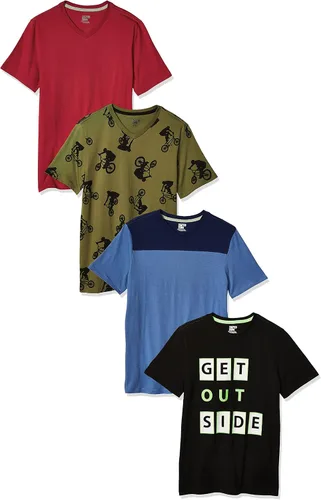 Tienda Essentials Camiseta de manga corta con cuello en V para niños y niños pequeños (cebra previamente manchada), multipaquetes