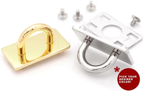 Miniatura 3 de CRAFTMEMORE 2 juegos de placa rectangular con anillo en D de 5/8 pulgadas con conector de puente de rosca para bolso, collar decorativo, gargantilla