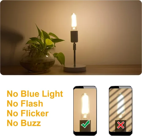 Miniatura 5 de Bombillas LED tubulares regulables de 2 W, blanco cálido de 2700 K, bombilla de filamento estilo Edison, bombilla vintage T10 equivalente a 25 W