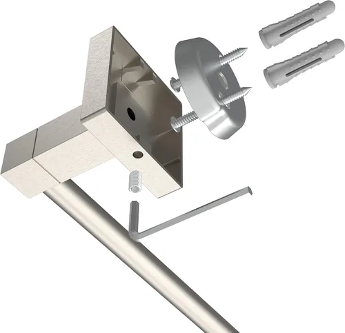 Miniatura 6 de Ruacq Toallero de toalla gris cepillado de 21 pulgadas. Barra única para toallas cuadrada. Porta toallas de baño. Toallero de baño de acero Níquel