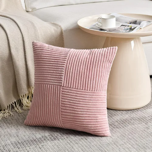 Fancy Homi Juego de 1 funda de cojín cuadrada de color rosa rubor de 14 x 14 pulgadas para sala de estar, dormitorio, sofá cama, sofá, cama, funda