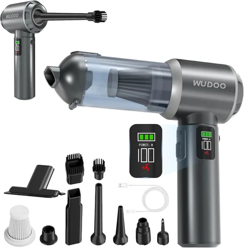 WUDOO-5-en-1 Aspiradora de Coche Inalámbrica Portátil Removedor de Polvo 20,000 Pa Potente Aspiradora de Mano Inalámbrica con Función de Linterna