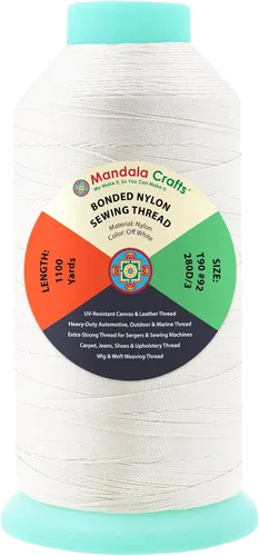 Miniatura 91 de Mandala Crafts - Hilo de nailon para coser cuero, tapicería, mezclilla y para trenzar el pelo; resistente, 1500 yardas, tamaño 69 T70 Marrón