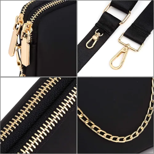 Miniatura 4 de UTO Pequeñas bolsas cruzadas para mujer, 3 en 1, diseño de moda, mini cangurera con correa
