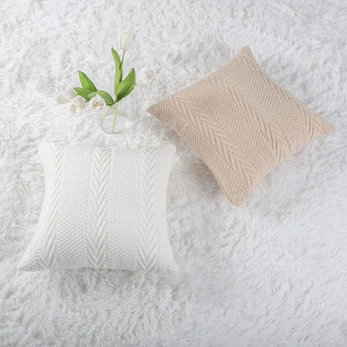 Miniatura 6 de MANDIOO Fundas de almohada decorativas de punto de algodón, suaves y acogedoras, fundas de cojín para exteriores, fundas de almohada modernas