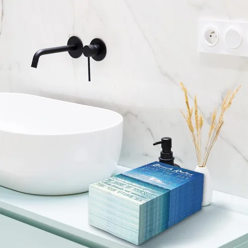 Miniatura 5 de AnyDesign Paquete de 100 servilletas de papel desechables con reglas de playa para verano, servilletas de papel desechables con palabras de mar