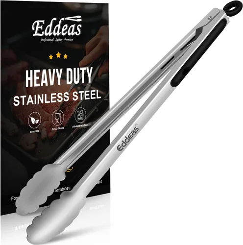 Miniatura 35 de Pinzas para cocinar – Pinzas de cocina de acero inoxidable de 600 grados resistentes al calor, pinzas de bloqueo de metal resistente, perfectas