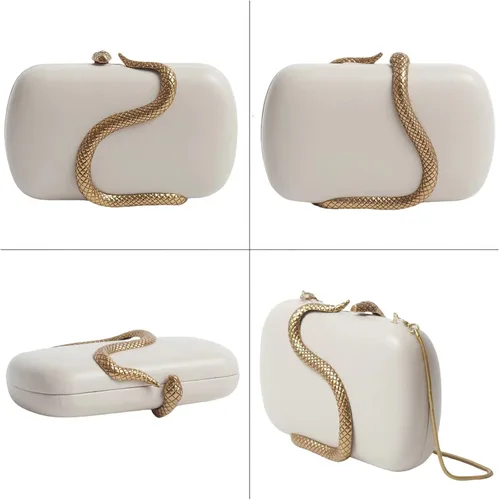 Miniatura 5 de Bolso de mano de piel sintética desmontable con cadena cruzada, bolso de noche, bolso de mano para mujer, formal, boda, fiesta, baile de graduación