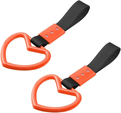 Miniatura 12 de 2 anillos Tsurikawa en forma de corazón, correa de mano para parachoques trasero, asa de corazón Janpanese para automóviles, SUV, metro, autobús